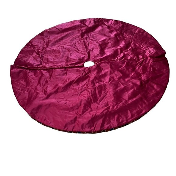 Christmas Tree Skirt Red Burgundy Red Velveteen‎ Colorful Exterior Holiday Decor - Picture 2 of 7